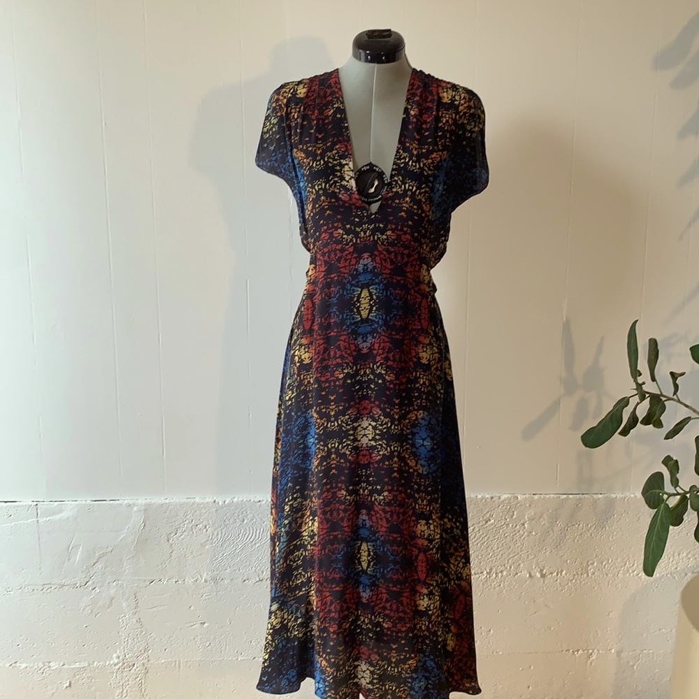 Carolina K Graphic Black/Tie Die Cut Out Dress